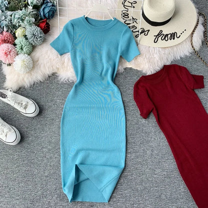 Vestido midi de manga corta