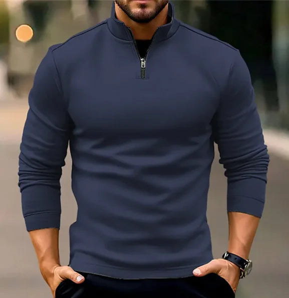 Long-sleeve Zipper Men's Sports Polo Shirt