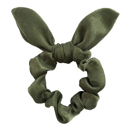 Satin Silk Bunny Ear Hair Scrunchies Gentle Rabbit Ear Hair Elastic Band Ponytail Bow Tie Scrunchy Hair Accessory