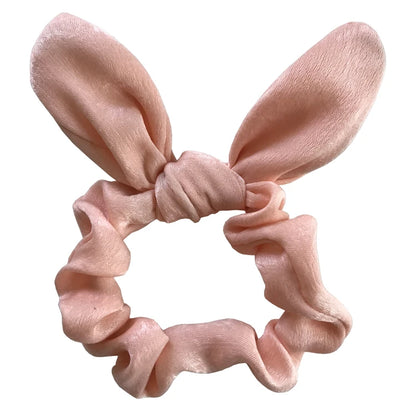 Satin Silk Bunny Ear Hair Scrunchies Gentle Rabbit Ear Hair Elastic Band Ponytail Bow Tie Scrunchy Hair Accessory