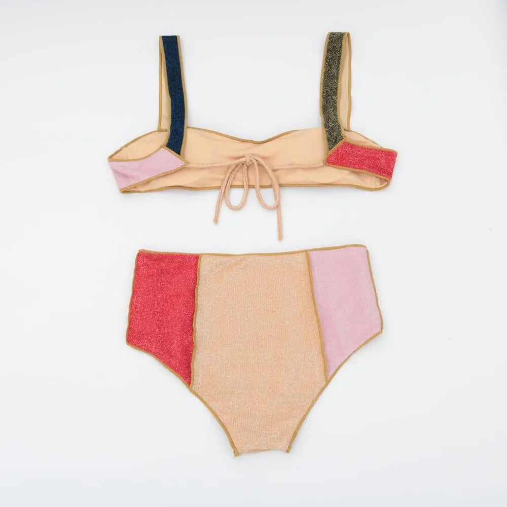 Bikini Harriet de Cintura Alta y Patchwork