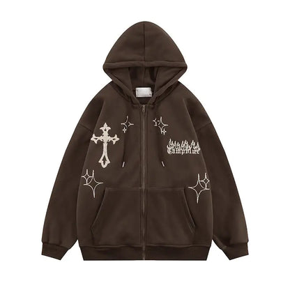 Cross Embroidery Hoodie