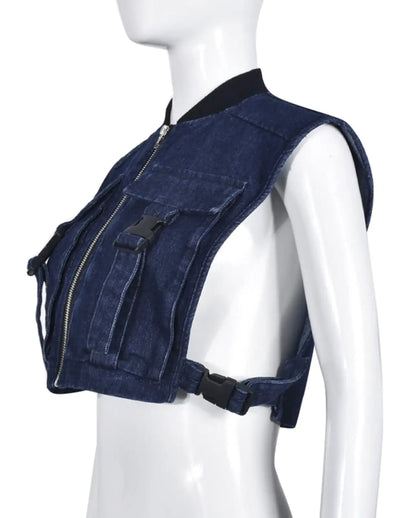 Denim Buckle Vest Top