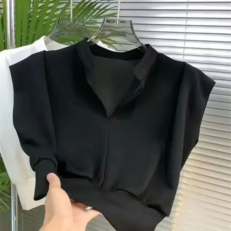 Camisetas sin mangas con cuello en V y cintura estética