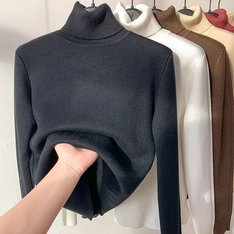 Suéter de invierno con cuello alto para mujer