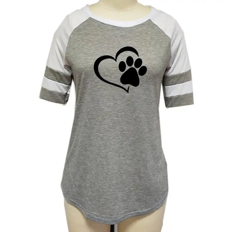 Casual T-shirt with dog paw print