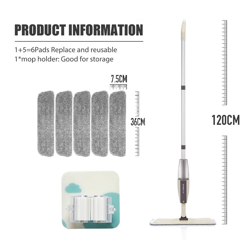 Mopa con paño de microfibra reutilizable