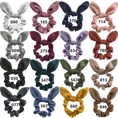 Satin Silk Bunny Ear Hair Scrunchies Gentle Rabbit Ear Hair Elastic Band Ponytail Bow Tie Scrunchy Hair Accessory