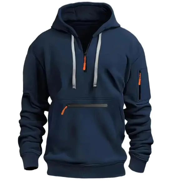 Sudadera con capucha y cremallera corta para hombre