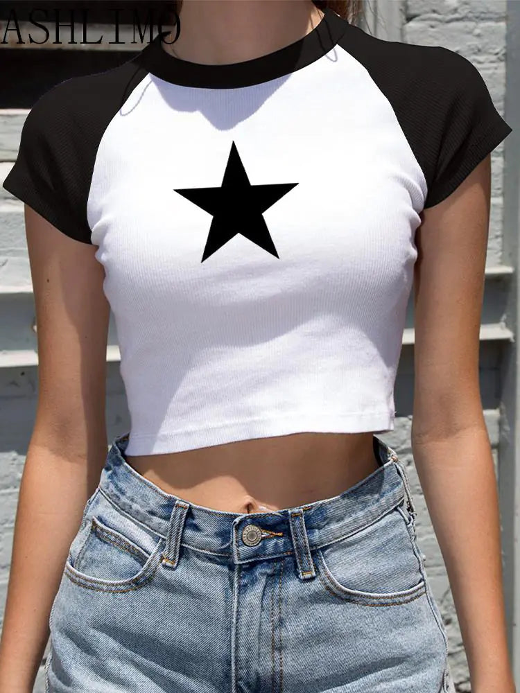 Y2K Star Crop Top