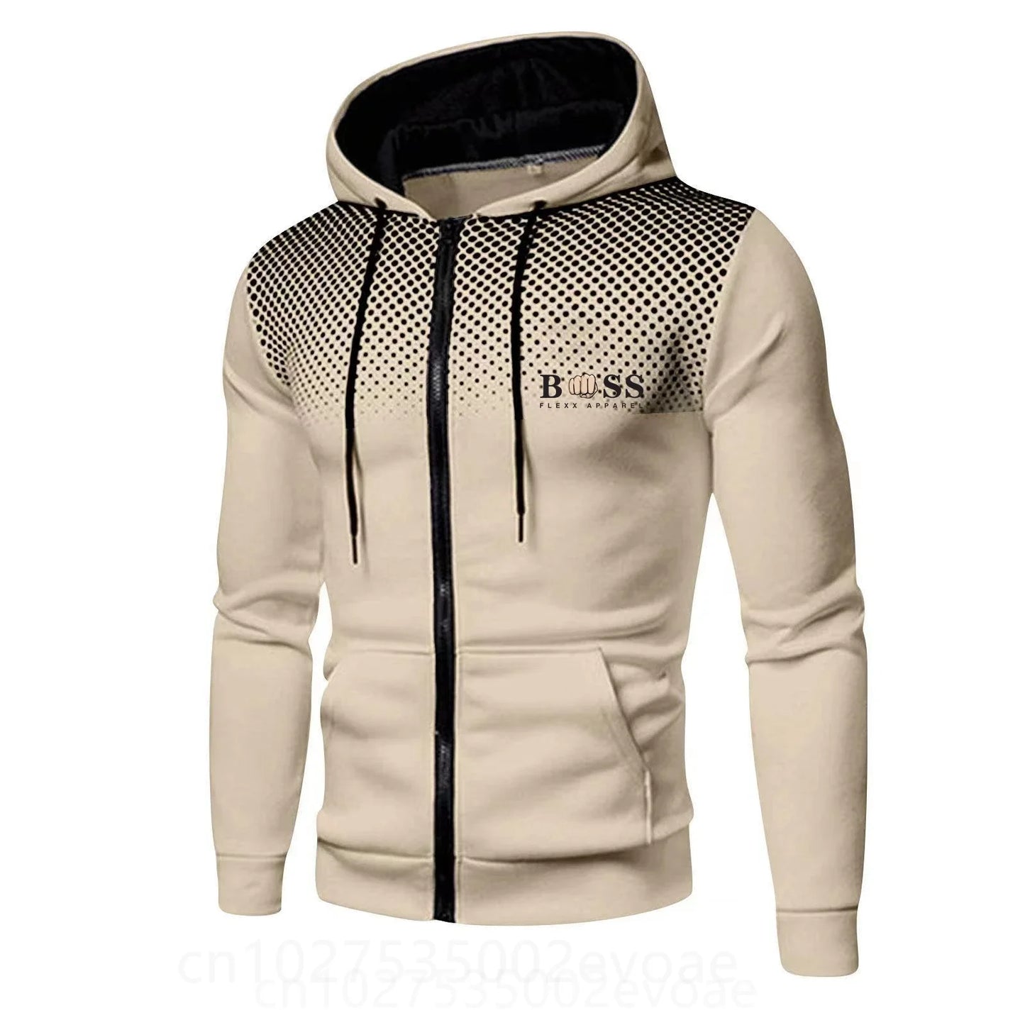 2023 New Cross border Foreign Trade BSS FLEXX APPAREL Men's Sports and Fitness Autumn/Winter Zipper Long Sleeve Spray Hoodie Car 