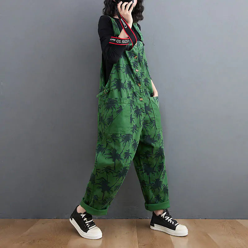 Korean Straight Green Jumpsuit