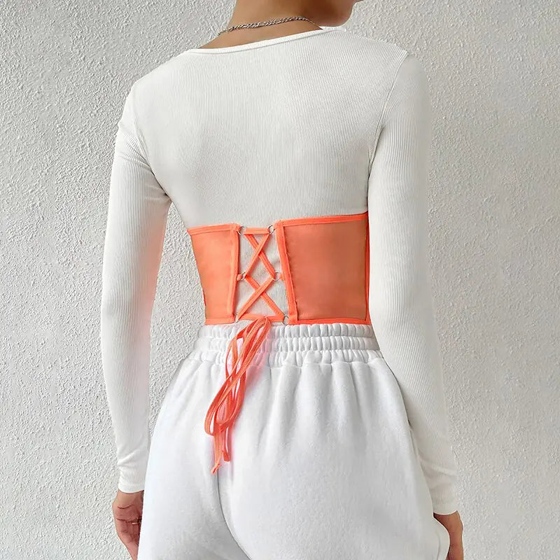 Corset transparente con cadenas para mujer