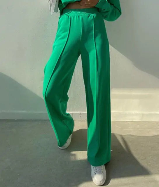 Basic set with wide pants for women