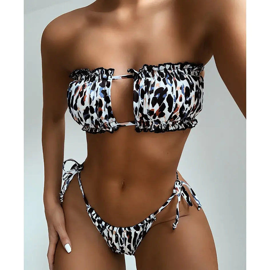 Set Bikini Sexy Pleated Swimsuit