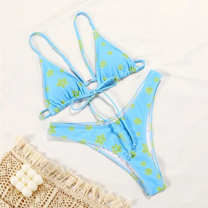 Bikini swimsuit para mujer con estampado floral