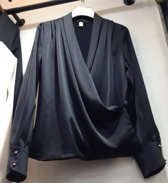 Sexy women's elegant satin blouse