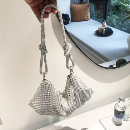 Bolso de Lujo para Mujer Hecho a Mano con un Solo Hombro y Piedras Brillantes