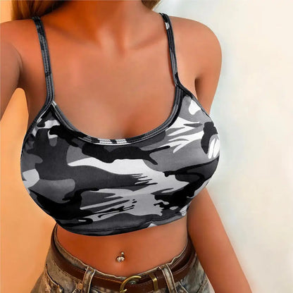 Women's crop top with camouflage print