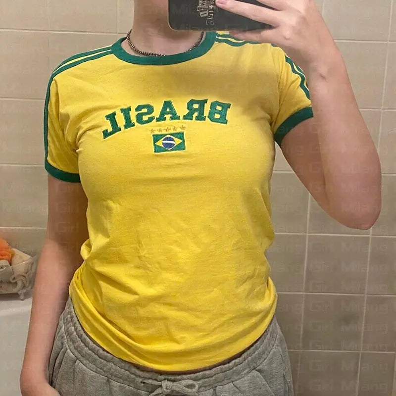 Camiseta Brasil de manga corta para mujer