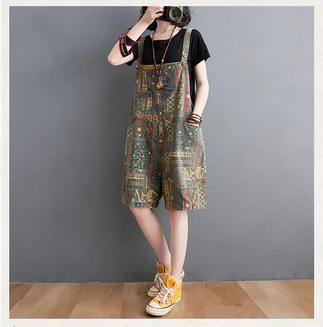 Retro Summer Shorts Jumpsuit