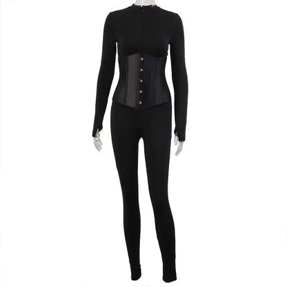 Snatched Corset Zip Up Jumpsuit