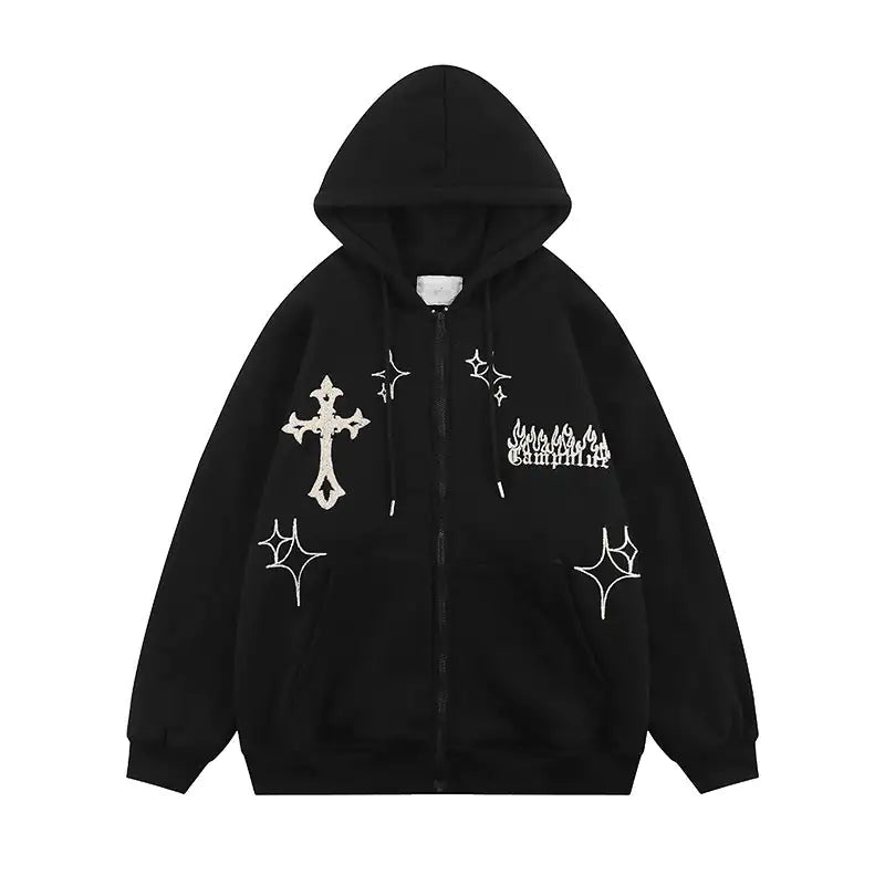 Cross Embroidery Hoodie