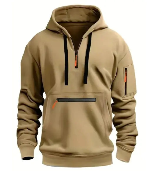 Sudadera con capucha y cremallera corta para hombre