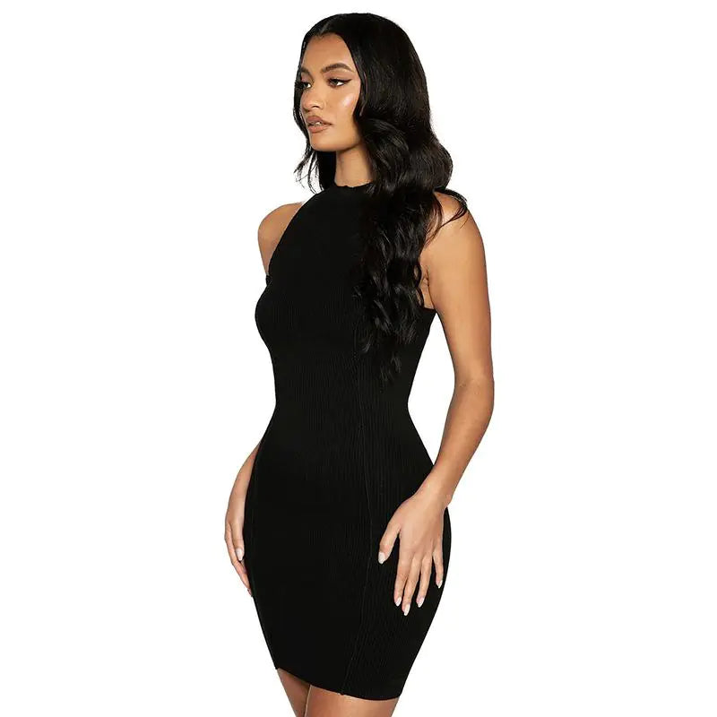 Vestidos de Verano Bodycon sin Mangas Acanalados