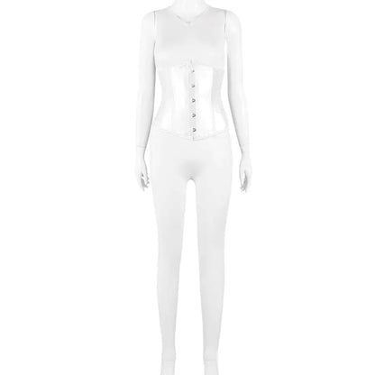 Snatched Corset Zip Up Jumpsuit