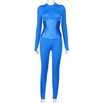 Snatched Corset Zip Up Jumpsuit