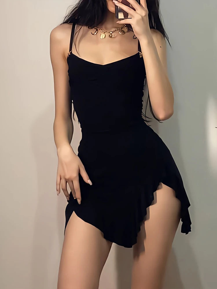 Vestido Mini sexy con volantes veraniego para mujer