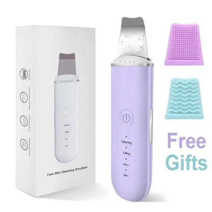 Peeling Ultrasónico Facial, Skin Scrubber, Limpiador Facial, Exfoliación de Cara 4 Modos para Limpiar los Poros y Cuidar la Piel, USB Recargable, Dispositivo de Belleza