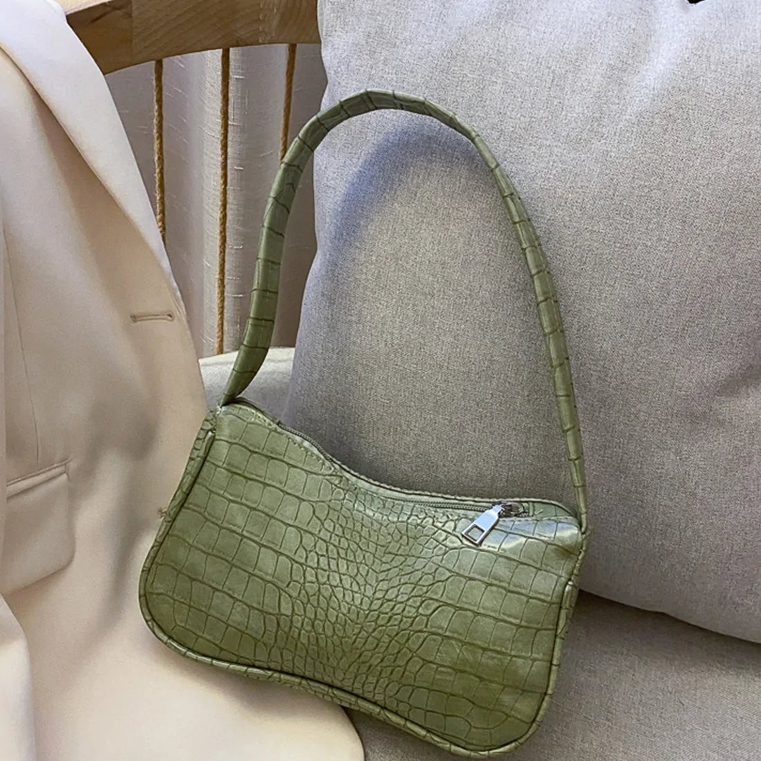 Crocodile Pattern Shoulder Bag