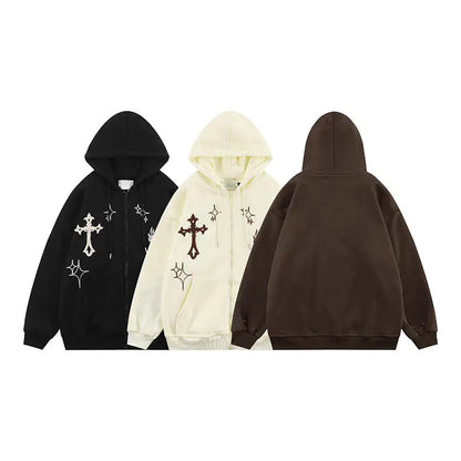 Cross Embroidery Hoodie