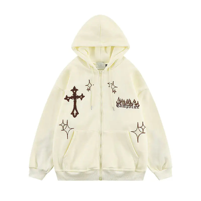 Cross Embroidery Hoodie