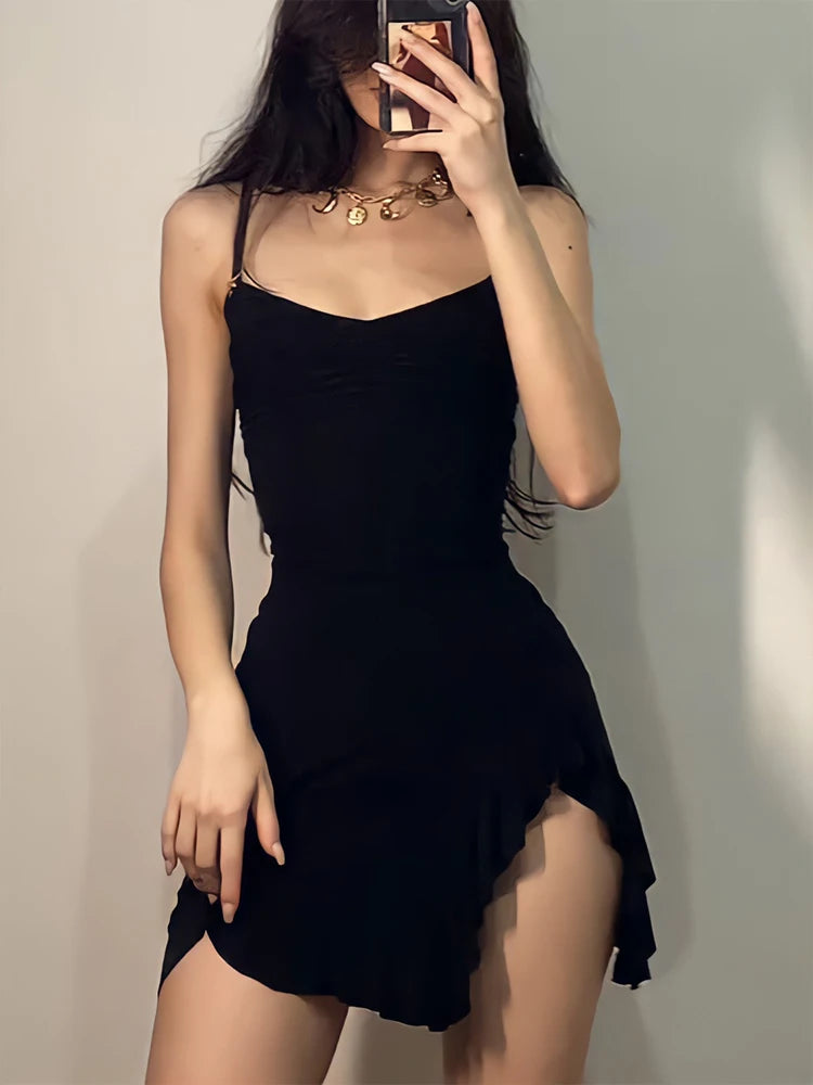 Vestido Mini sexy con volantes veraniego para mujer