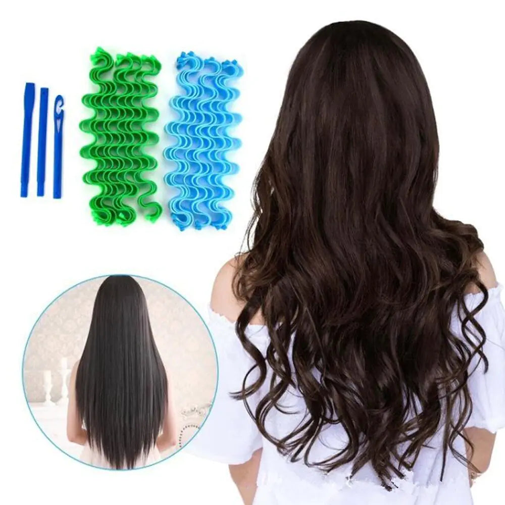 Rizador de pelo en espiral rizos de pelo sin calor Kit de peinado Magic Hair Rollers con ganchos para cabello largo suministros de peinado DIY Magic Hair Rollers