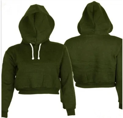 Women's Solid Crop Hoodie