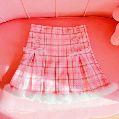 Winter Kawaii Pleated Mini Skirt Women