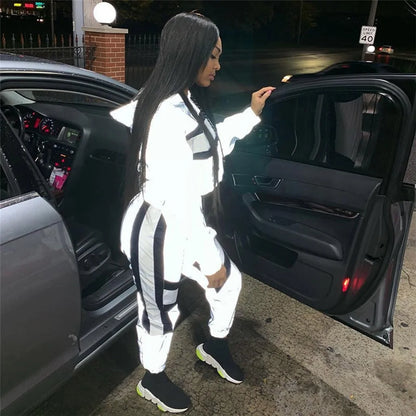 Women's Tracksuit Reflective Two-Piece Set