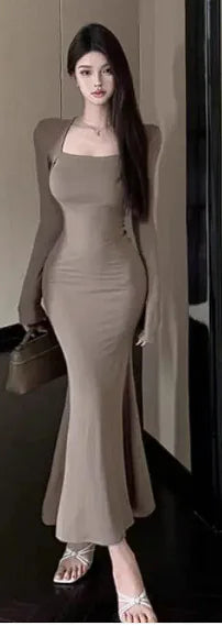 Vestido ajustado de manga larga