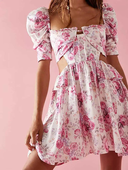 Vestido Mini con Estampado de Flores