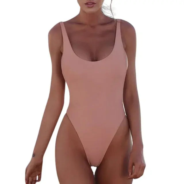 Swim One Piece Swimsuit Solid Color