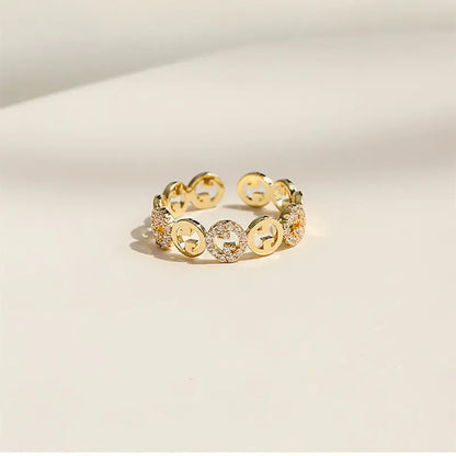 Plated Trendy Light Luxury Adjustable Ring Niche Design Word Fashion Personality Index Finger Ring Jewelry