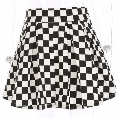 High Waisted Checkered Skirt