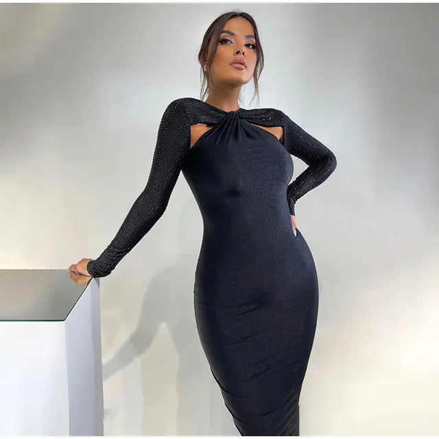 Vestido Bodycon con Detalles Calados