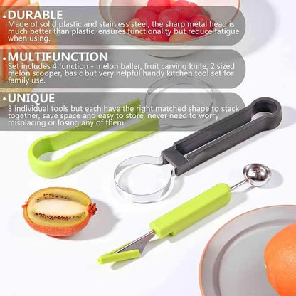 Cortador y Cuchillo para Tallar Frutas 4 en 1