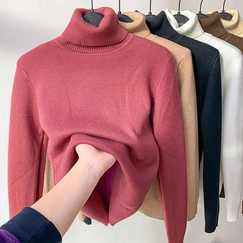 Suéter de invierno con cuello alto para mujer