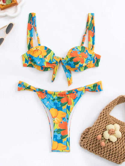 Bikini con estampado florar para mujer conjunto dos piezas